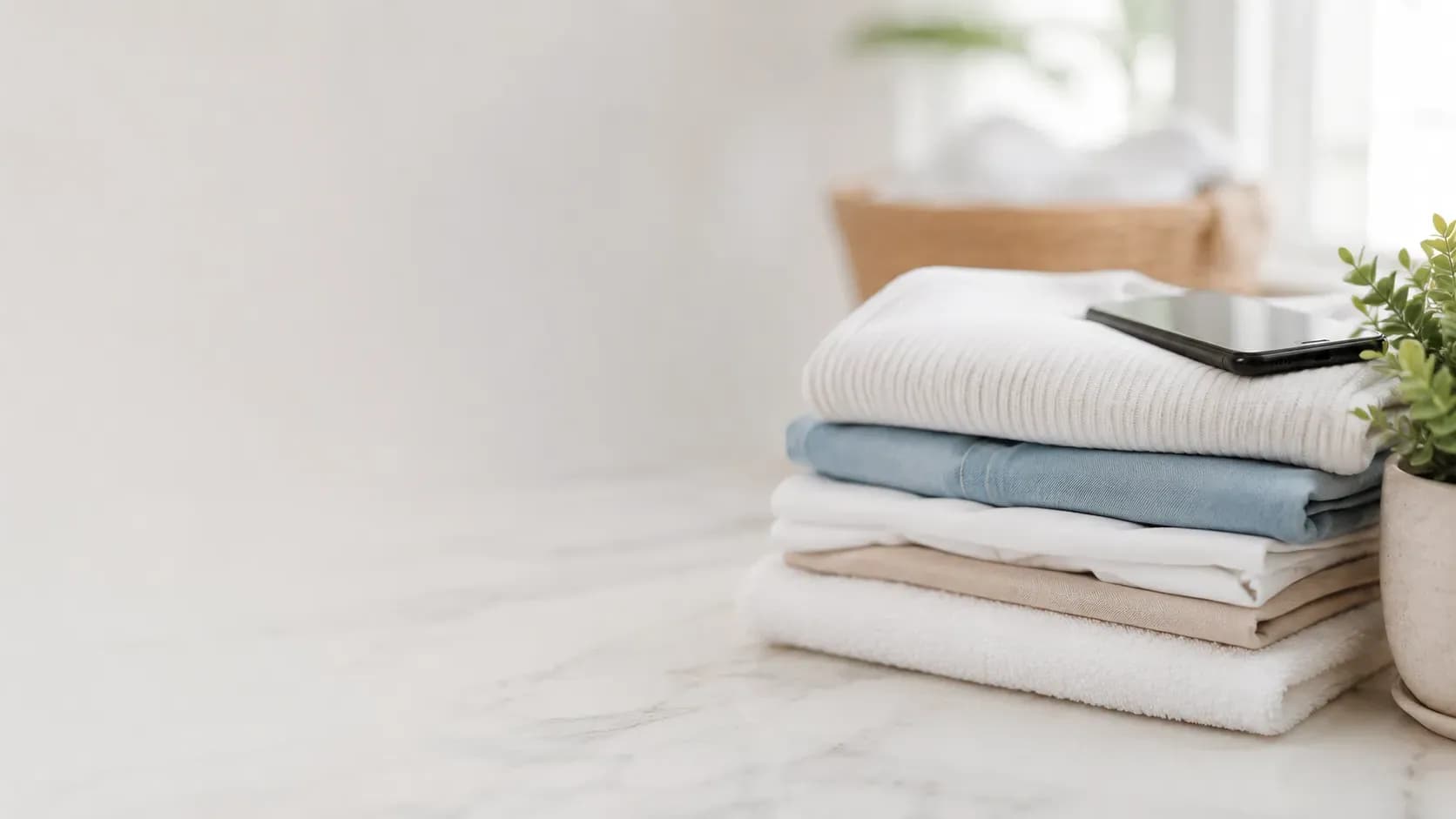 Neatly folded laundry
